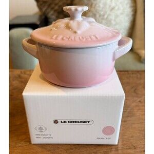 Le Creuset Stoneware Jardin Collection 8oz 250ml Mini Cocotte Shell Pink NEW